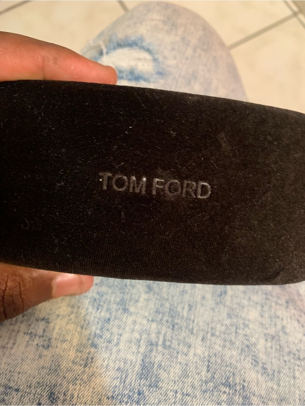 Tom Ford Black Velvet Sunglass Case with Embossed Logo
